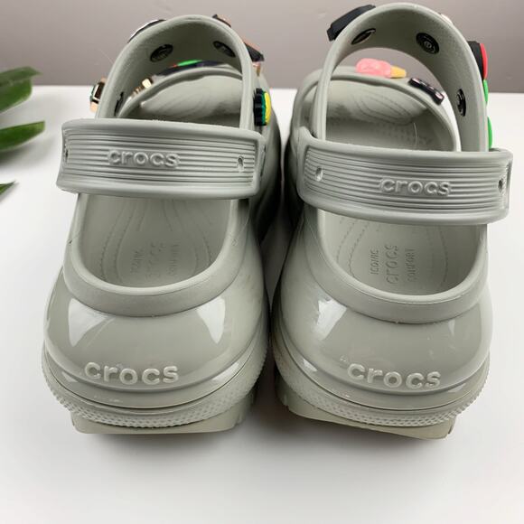 Crocs Classic Mega Crush Sandals Chunky Platform Grey Jibbitz Women's 10 - Picture 11 of 13